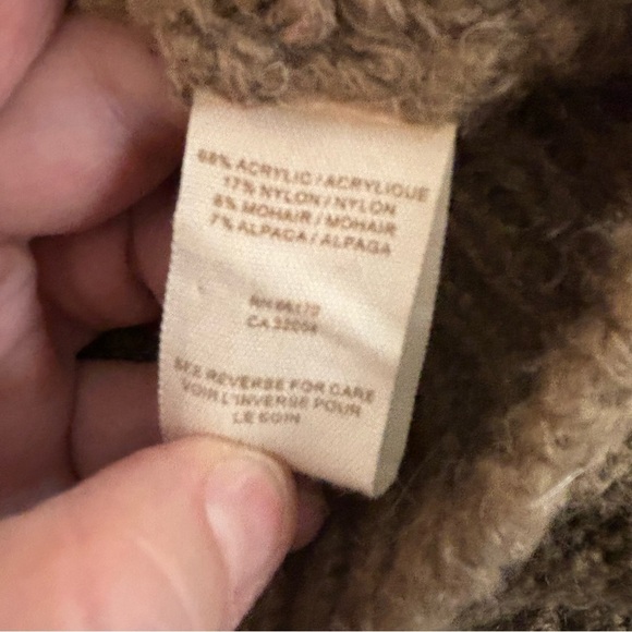 FREE PEOPLE Sz M Open Weave Crochet Style Hooded Pull On 3/4 Sleeves Sweater Top - Picture 10 of 10